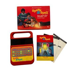 Vintage Speak & Spell w/ BOX Texas Instruments 1984 Vowel Power Cartridge WORKS